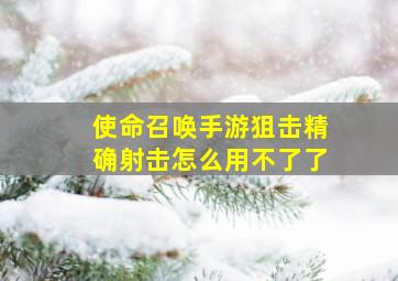 使命召唤手游狙击精确射击怎么用不了了