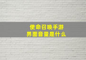 使命召唤手游界面音量是什么