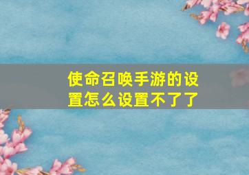 使命召唤手游的设置怎么设置不了了