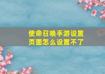 使命召唤手游设置页面怎么设置不了