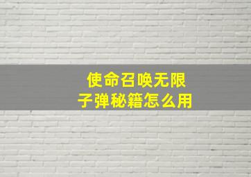 使命召唤无限子弹秘籍怎么用