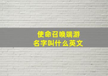 使命召唤端游名字叫什么英文