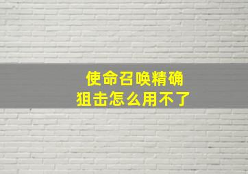 使命召唤精确狙击怎么用不了