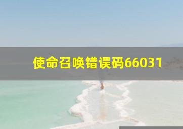 使命召唤错误码66031