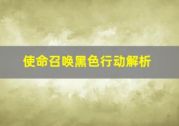 使命召唤黑色行动解析