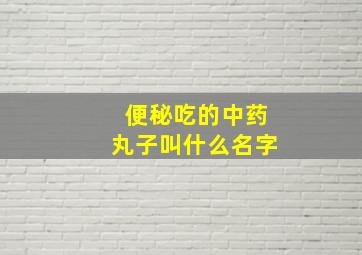 便秘吃的中药丸子叫什么名字