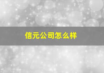 信元公司怎么样