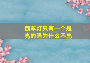 倒车灯只有一个是亮的吗为什么不亮