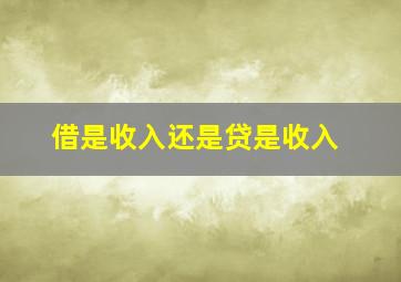 借是收入还是贷是收入