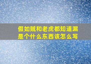 假如贼和老虎都知道漏是个什么东西该怎么写