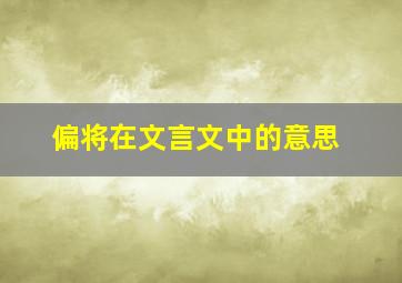 偏将在文言文中的意思