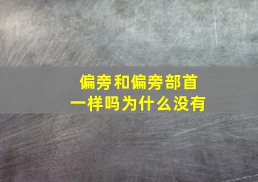 偏旁和偏旁部首一样吗为什么没有