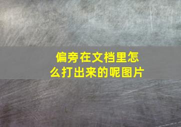 偏旁在文档里怎么打出来的呢图片