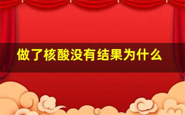 做了核酸没有结果为什么