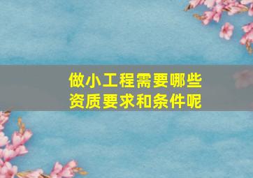 做小工程需要哪些资质要求和条件呢