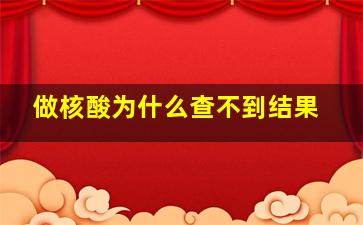 做核酸为什么查不到结果