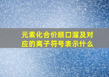 元素化合价顺口溜及对应的离子符号表示什么