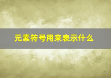 元素符号用来表示什么