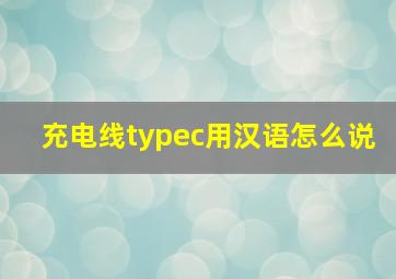 充电线typec用汉语怎么说