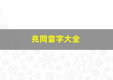 兆同音字大全