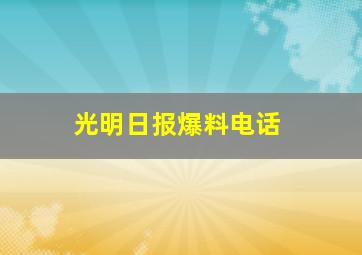 光明日报爆料电话