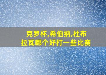 克罗杯,希伯纳,杜布拉瓦哪个好打一些比赛