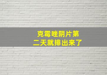 克霉唑阴片第二天就排出来了