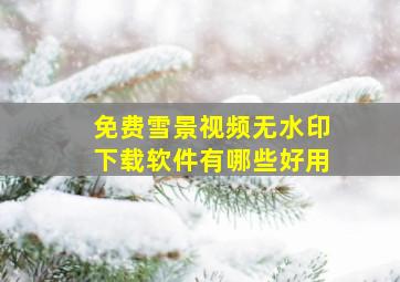 免费雪景视频无水印下载软件有哪些好用