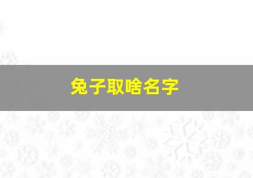 兔子取啥名字