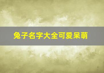 兔子名字大全可爱呆萌