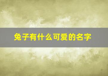 兔子有什么可爱的名字