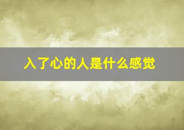 入了心的人是什么感觉