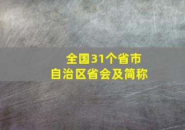 全国31个省市自治区省会及简称