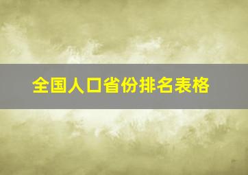 全国人口省份排名表格