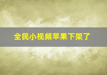 全民小视频苹果下架了