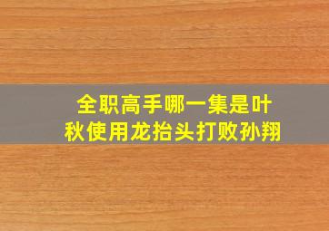 全职高手哪一集是叶秋使用龙抬头打败孙翔