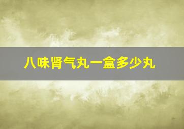 八味肾气丸一盒多少丸