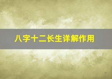 八字十二长生详解作用