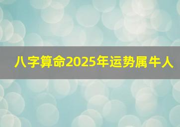 八字算命2025年运势属牛人