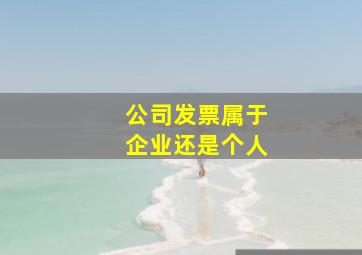 公司发票属于企业还是个人