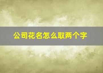 公司花名怎么取两个字