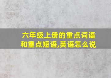 六年级上册的重点词语和重点短语,英语怎么说