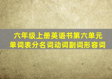 六年级上册英语书第六单元单词表分名词动词副词形容词