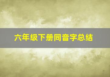 六年级下册同音字总结