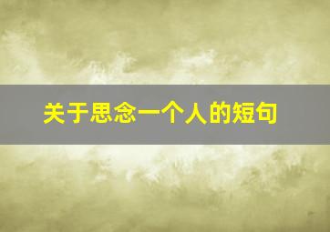 关于思念一个人的短句