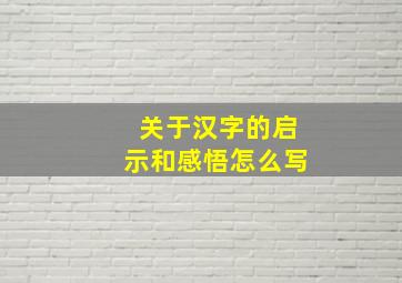 关于汉字的启示和感悟怎么写