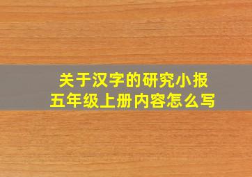 关于汉字的研究小报五年级上册内容怎么写