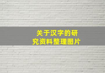 关于汉字的研究资料整理图片