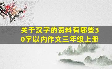 关于汉字的资料有哪些30字以内作文三年级上册