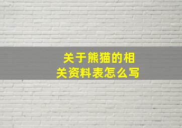 关于熊猫的相关资料表怎么写